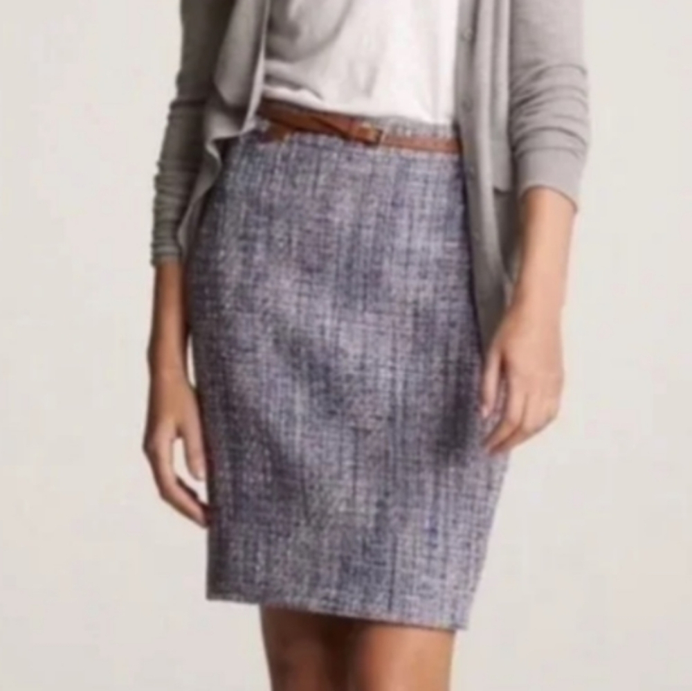 J. CREW BLUE & WHITE TWEED SKIRT